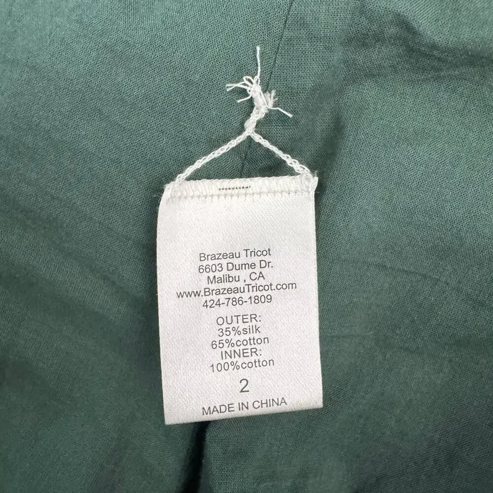 Brazeau Tricot Silk Utility Pants Green Wide Leg Size 2 Medium - Picture 10 of 10